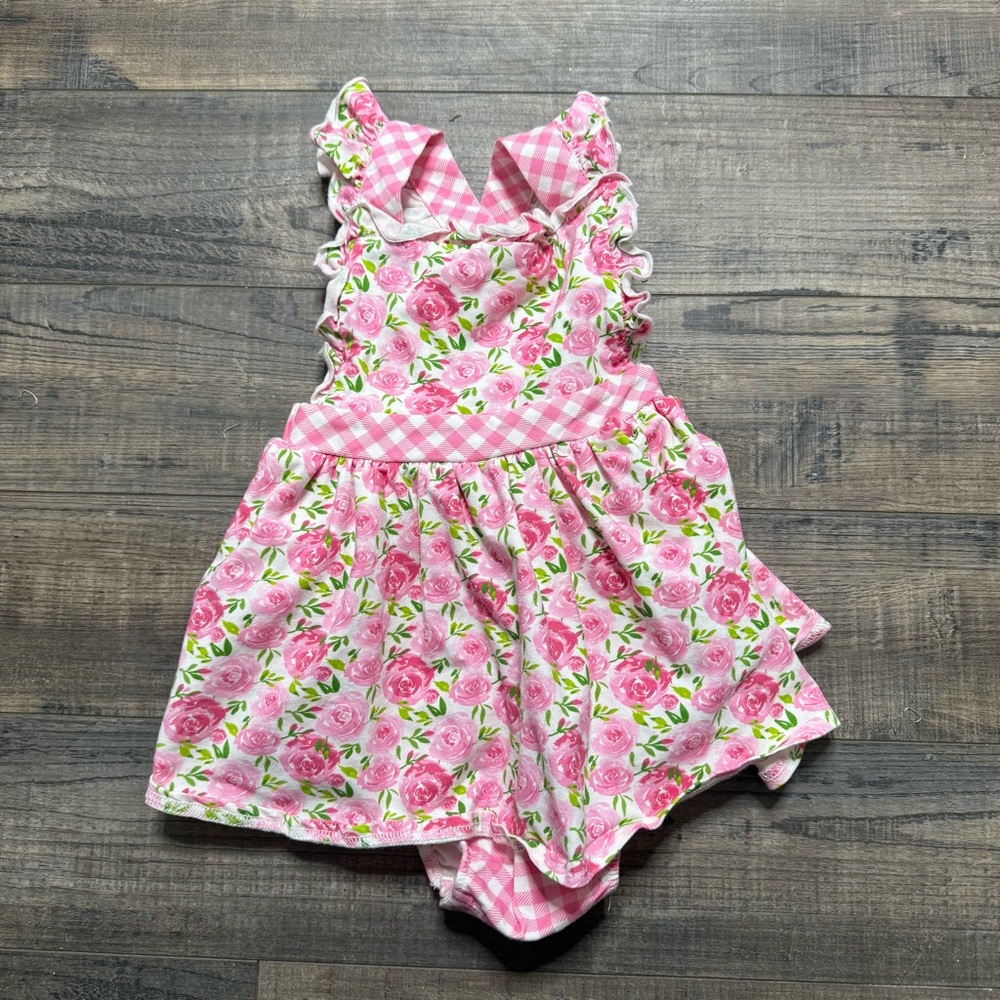 Swoon Baby Floral Pink Romper Plaid Floral